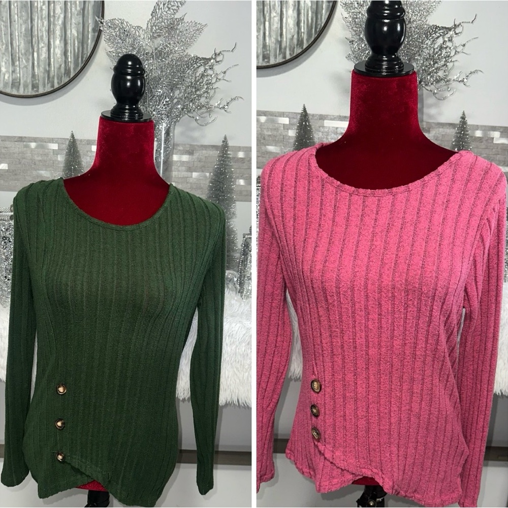 Stylish Women's Sweater Set - Green and Pink